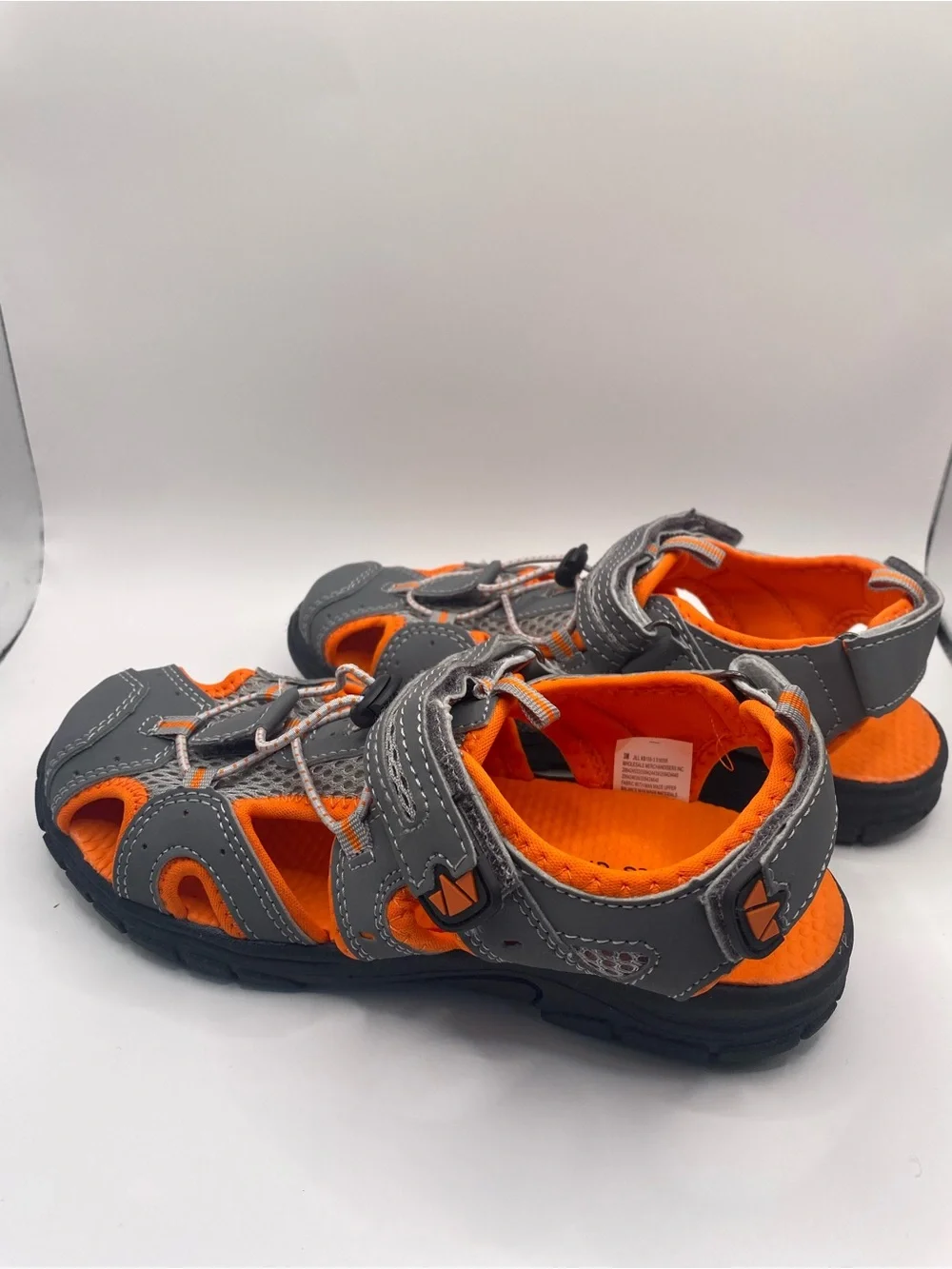 Falls Creek Gray and Orange Kids Active Hook-and-Loop Sandals